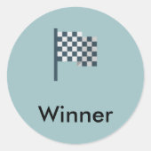 Winnaar! Geruite vlag Ronde Sticker (Voorkant)