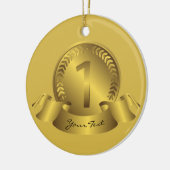 Winnaar Gold Medal & Custom text Award Keramisch Ornament (Links)