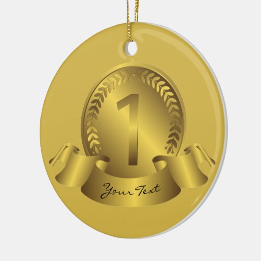 Winnaar Gold Medal & Custom text Award Keramisch Ornament (Links)