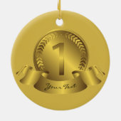 Winnaar Gold Medal & Custom text Award Keramisch Ornament (Achterkant)