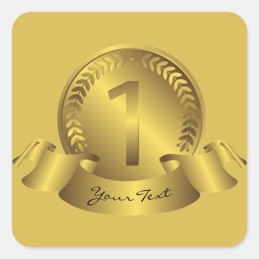 Winnaar Gold Medal & Custom text Award Vierkante Sticker (Voorkant)