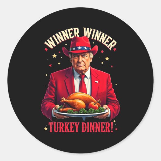 Winnaar Grappig Winnaar Turkije Diner Trump PJS Be Ronde Sticker (Voorkant)