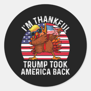 Winnaar Ik ben dankbaar dat Trump won en Amerika t Ronde Sticker