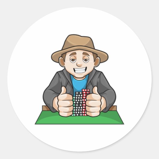 Winnaar in Poker Ronde Sticker (Voorkant)