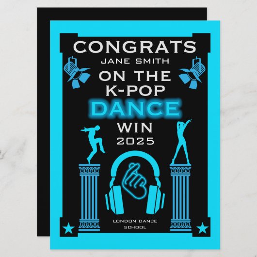 Winnaar K-Pop Danscompetitie Gefeliciteerd (Voorkant / Achterkant)