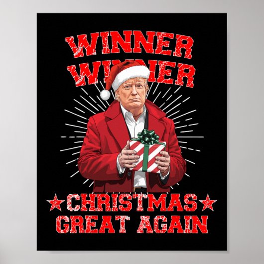 Winnaar Kerst Grote Opnieuw Trump Funny Hu Poster (Voorkant)