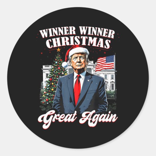 Winnaar Kerst Grote Weer Leuk Trump 2024 Ronde Sticker (Voorkant)