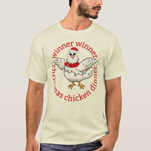 Winnaar Kerst Kip Diner grappig T-shirt (Voorkant)