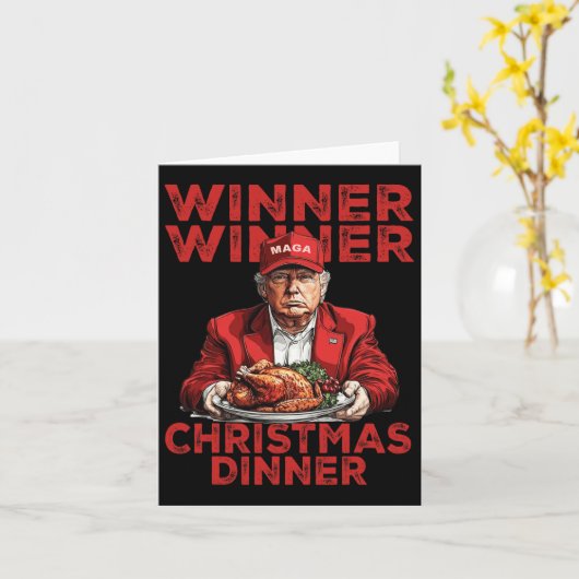 Winnaar Kerstdiner Dankbaar Trump Sant Kaart (Gele Bloem)