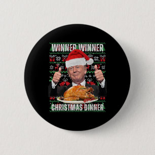 Winnaar Kerstdiner Humor Funny Trump X Ronde Button 5,7 Cm