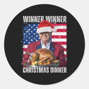 Winnaar Kerstdiner Humor Funny Trump X Ronde Sticker