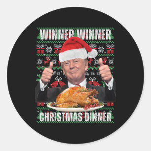 Winnaar Kerstdiner Humor Funny Trump X Ronde Sticker