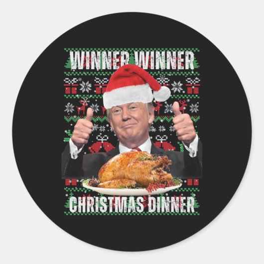 Winnaar Kerstdiner Humor Funny Trump X Ronde Sticker (Voorkant)