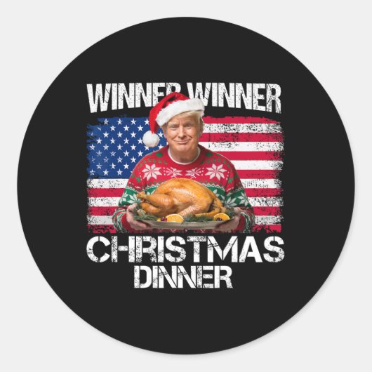 Winnaar Kerstdiner Santa Funny Trump C Ronde Sticker (Voorkant)