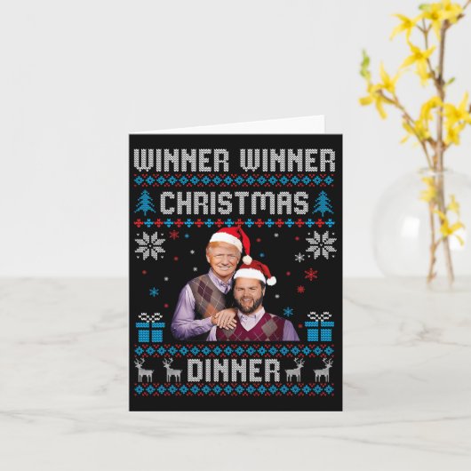 Winnaar Kerstdiner Santa Trump Ugly Sw Kaart (Gele Bloem)