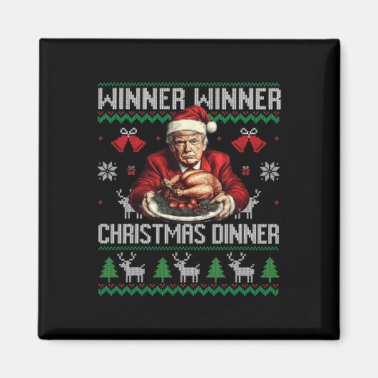 Winnaar Kerstdiner Santa Trump Ugly Sw Magneet (Voorkant)