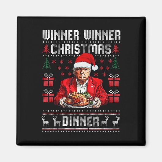 Winnaar Kerstdiner Santa Trump Ugly Sw Magneet (Voorkant)