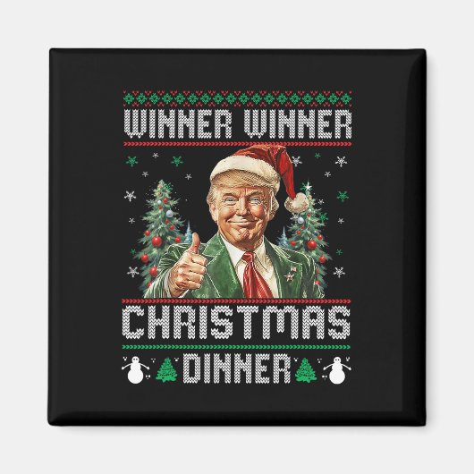 Winnaar Kerstdiner Santa Trump Ugly Sw Magneet (Voorkant)