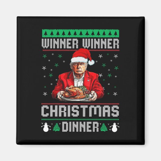 Winnaar Kerstdiner Santa Trump Ugly Sw Magneet (Voorkant)