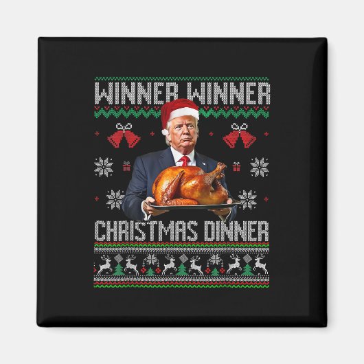 Winnaar Kerstdiner Santa Trump Ugly Sw Magneet (Voorkant)
