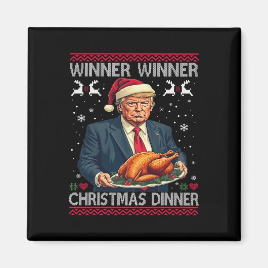 Winnaar Kerstdiner Santa Trump Ugly Sw Magneet (Voorkant)