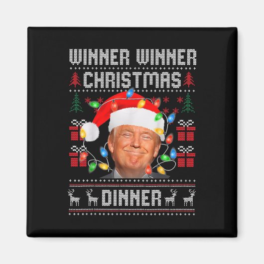 Winnaar Kerstdiner Santa Trump Ugly Sw Magneet (Voorkant)