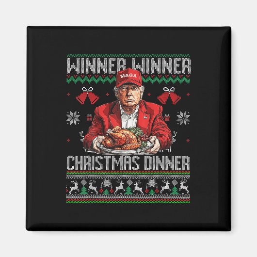 Winnaar Kerstdiner Santa Trump Ugly Sw Magneet (Voorkant)