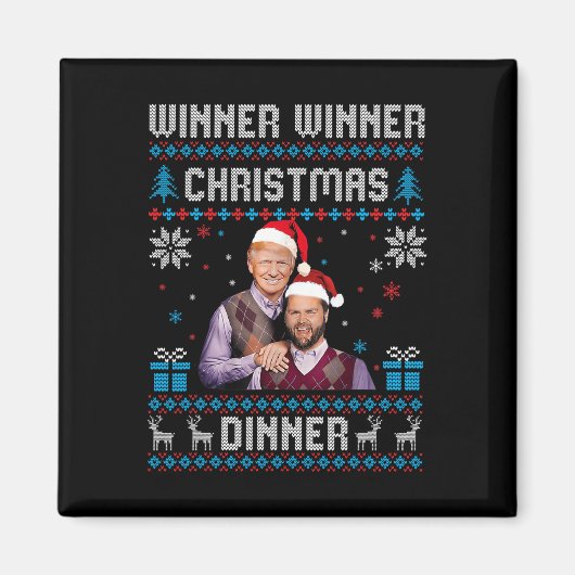 Winnaar Kerstdiner Santa Trump Ugly Sw Magneet (Voorkant)