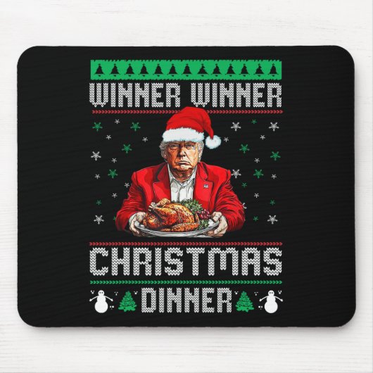 Winnaar Kerstdiner Santa Trump Ugly Sw Muismat (Voorkant)