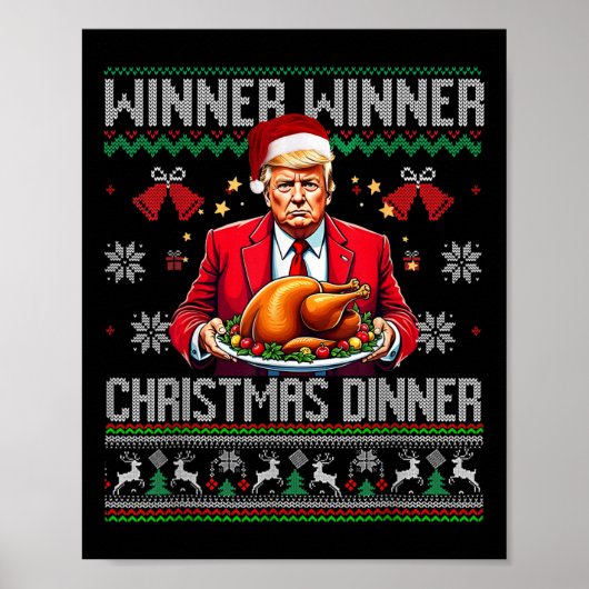 Winnaar Kerstdiner Santa Trump Ugly Sw Poster (Voorkant)