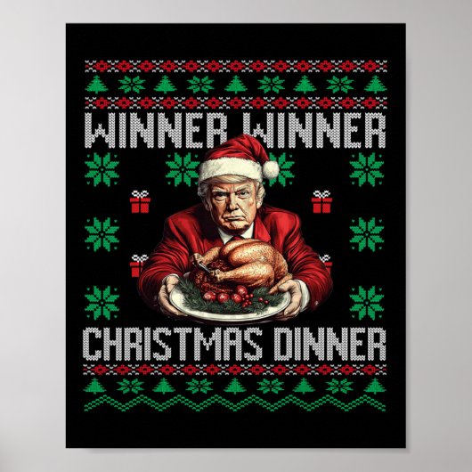 Winnaar Kerstdiner Santa Trump Ugly Sw Poster (Voorkant)
