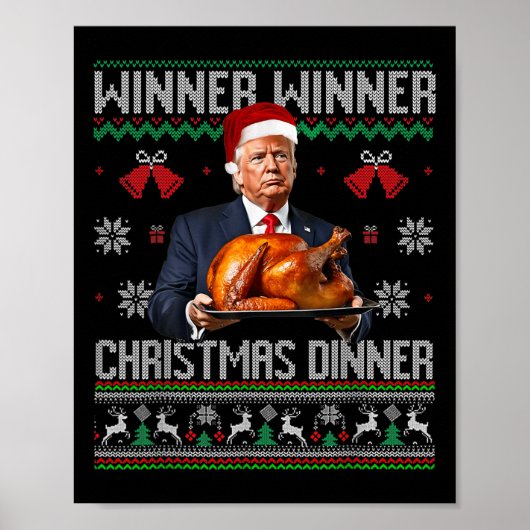Winnaar Kerstdiner Santa Trump Ugly Sw Poster (Voorkant)