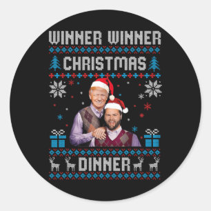 Winnaar Kerstdiner Santa Trump Ugly Sw Ronde Sticker