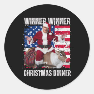 Winnaar Kerstdiner Santa Trump Ugly Sw Ronde Sticker