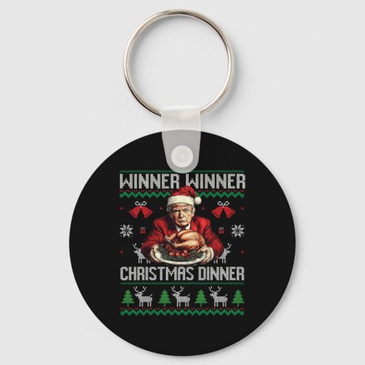 Winnaar Kerstdiner Santa Trump Ugly Sw Sleutelhanger (Voorkant)