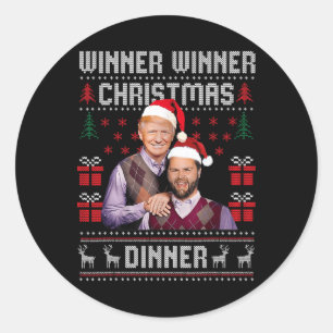 Winnaar Kerstdiner Santa Trump Vance U Ronde Sticker