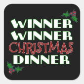 Winnaar kerstdiner vierkante sticker (Voorkant)