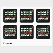 Winnaar kerstdiner vierkante sticker (Vel)