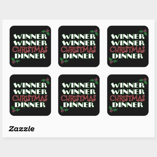 Winnaar kerstdiner vierkante sticker (Vel)