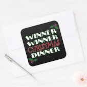 Winnaar kerstdiner vierkante sticker (Envelop)