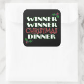 Winnaar kerstdiner vierkante sticker (Tas)