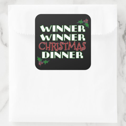 Winnaar kerstdiner vierkante sticker (Tas)
