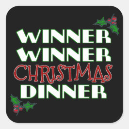 Winnaar kerstdiner vierkante sticker