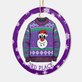 Winnaar lelijkste kersttrui derde plaats keramisch ornament (Links)