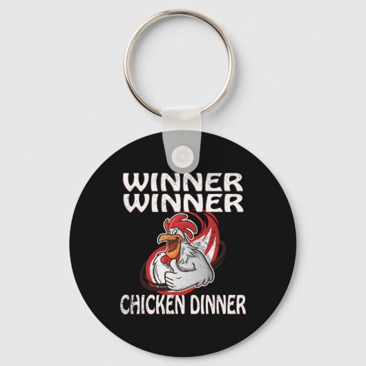 Winnaar Loser Video Game Chicken Dinner Speler Sleutelhanger (Voorkant)