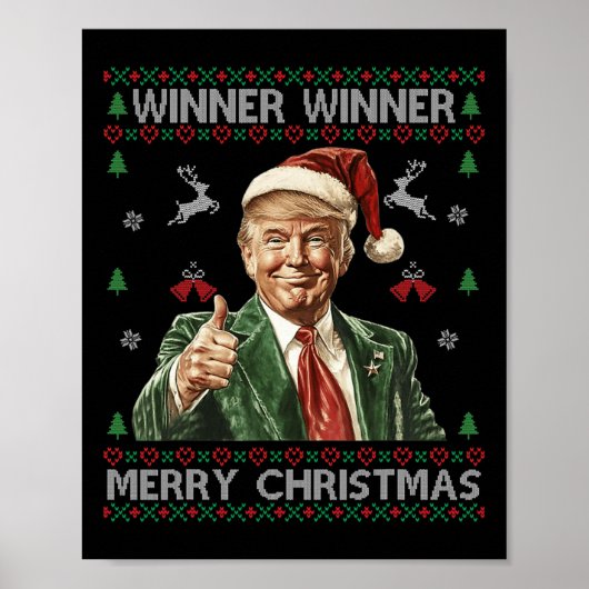 Winnaar Merry Christmas Trump Santa Ugly Swe Poster (Voorkant)
