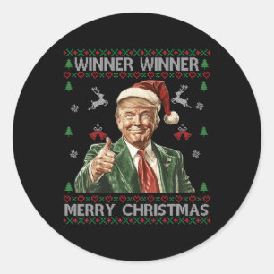 Winnaar Merry Christmas Trump Santa Ugly Swe Ronde Sticker