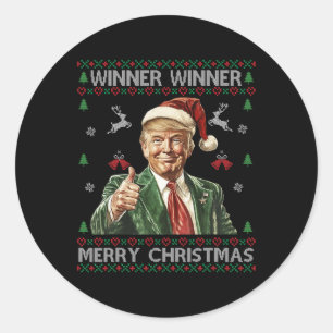 Winnaar Merry Christmas Trump Santa Ugly Swe Ronde Sticker