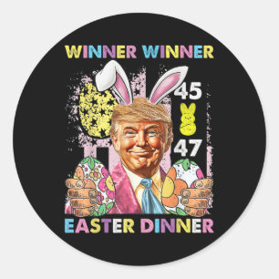 Winnaar Paasdiner Funny Trump Happy East Ronde Sticker
