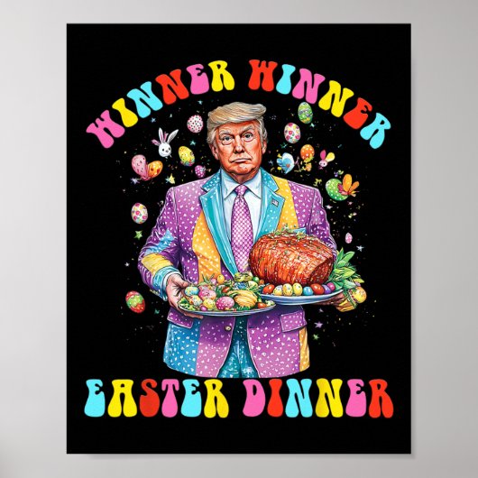 Winnaar Paasdiner President Trump Happy Poster (Voorkant)